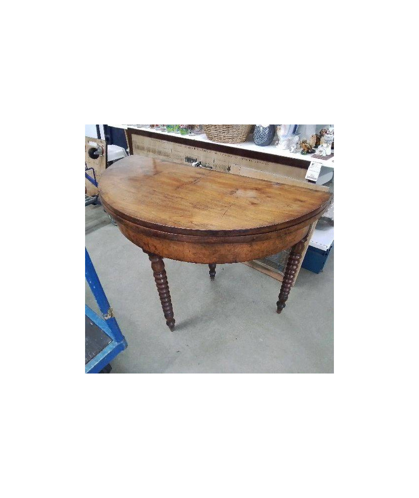 TABLE DEMI LUNE NOYER PIEDS TOURNÉS 