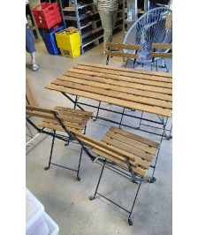SALON DE JARDIN - TABLE + 4 CHAISES- EXTERIEUR/ ACACIA