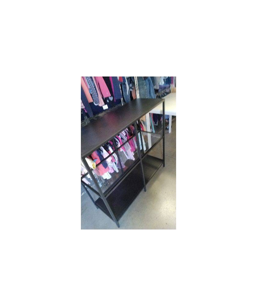 MEUBLE ETAGERE METAL VERRE- NOIR