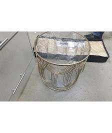 TABLE DAPPOINT RONDE DOREE DESSUS VERRE