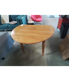 TABLE RONDE EXTENSIBLE A ABATTANTS PIEDS CANNELES 2 RALLONGES DE 50 CM