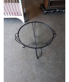 TABLE BASSE RONDE FER FORGÉ PLATEAU VERRE ANNEES 60