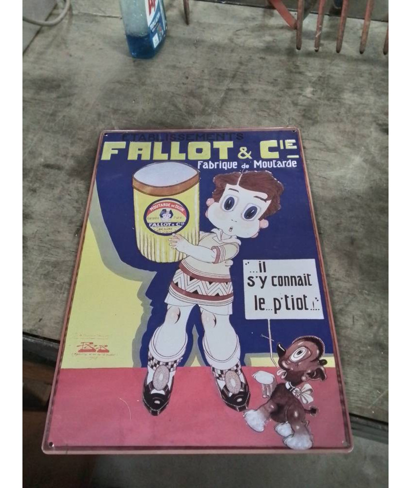 PLAQUE PUBLICITAIRE MÉTAL FALLOT & CIE 30X42