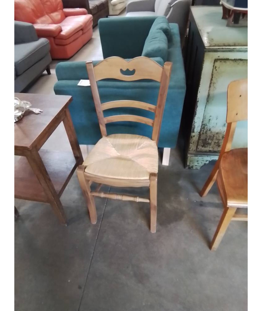 CHAISE BOIS PAILLÉ A POIGNÉE 