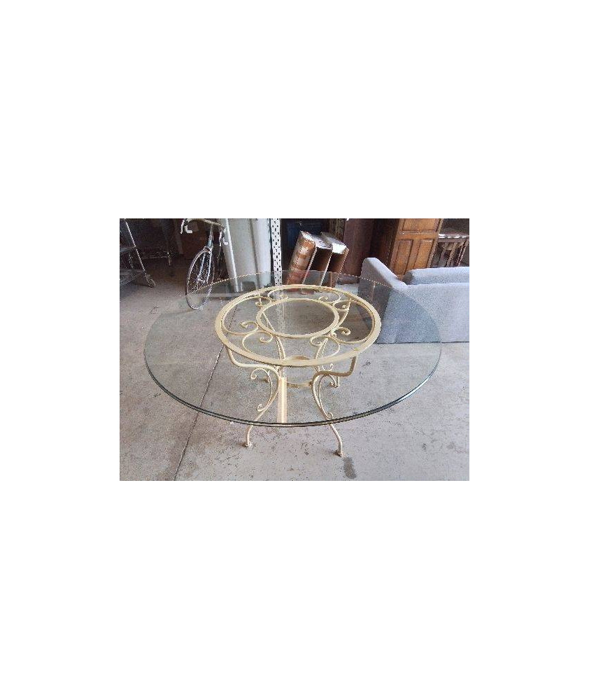 TABLE RONDE AVEC PLATEAU EN VERRE 