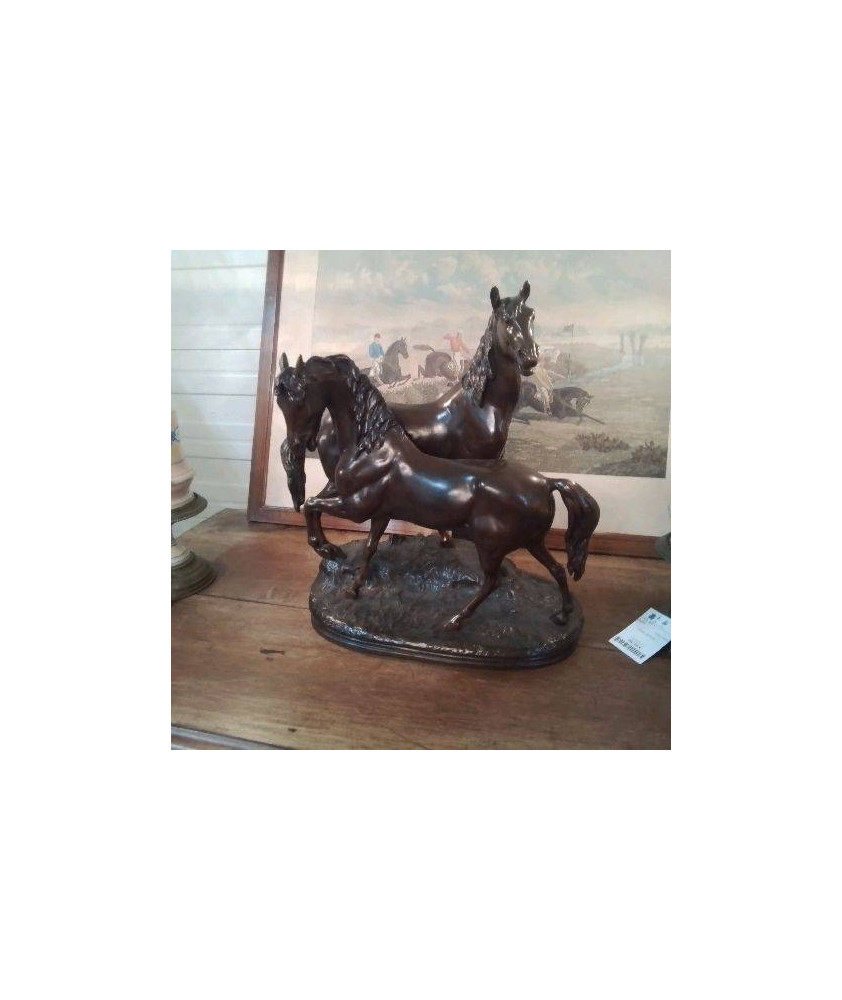 BRONZE ANIMALIER CHEVAUX SIGNÉ A.BARYE / CH.VALTON