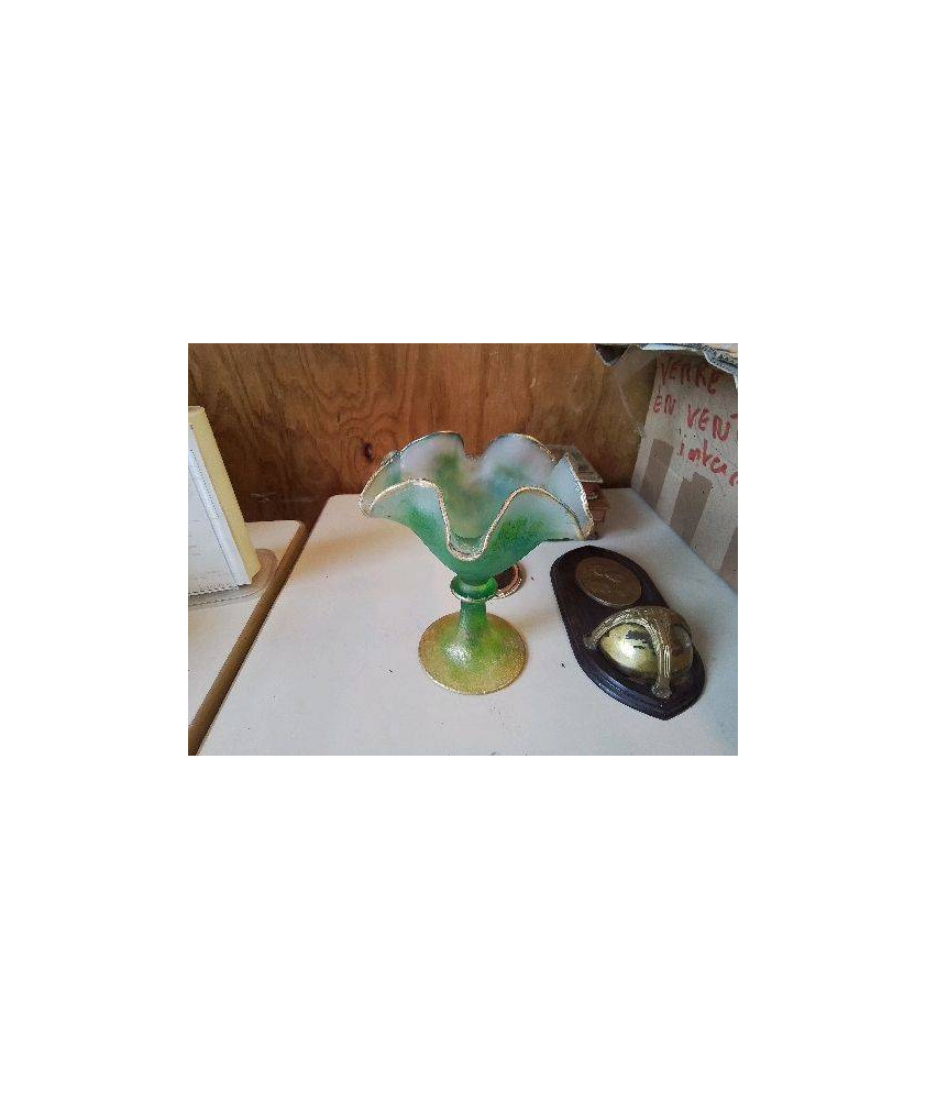 VASE VERT ET DORÉ 