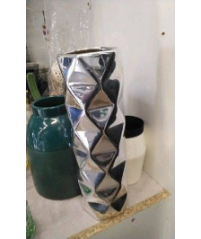 VASE ARGENTE FACETTES