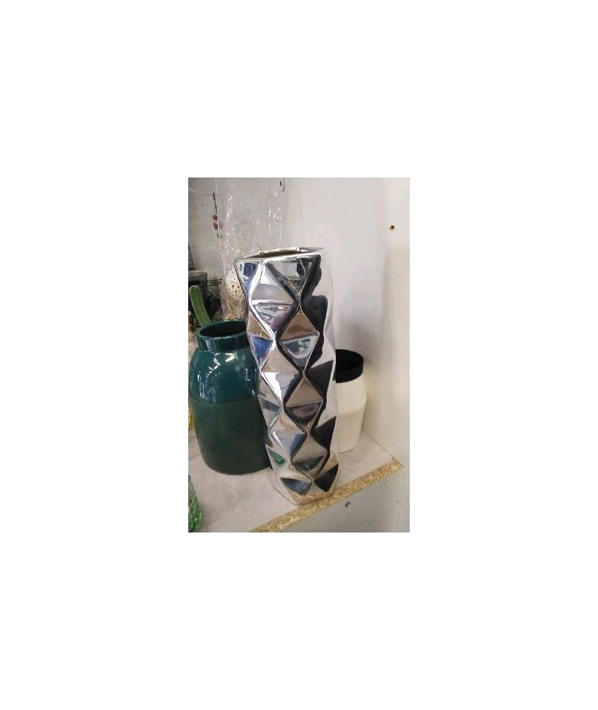 VASE ARGENTE FACETTES