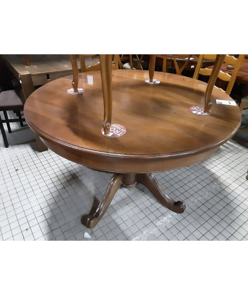 TABLE GUERIDON + 2 ALLONGE MERISIER