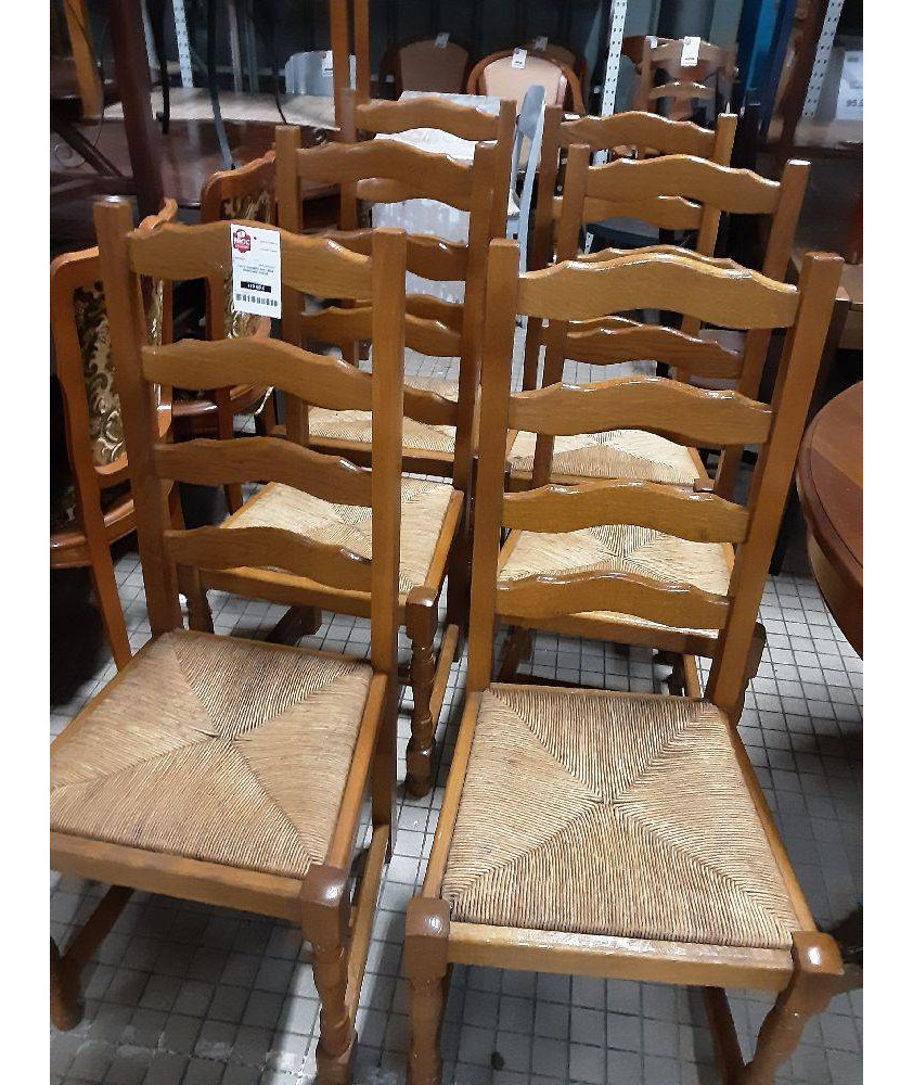 LOT 6 CHAISES PAILLÉES OSSATURE CHENE 