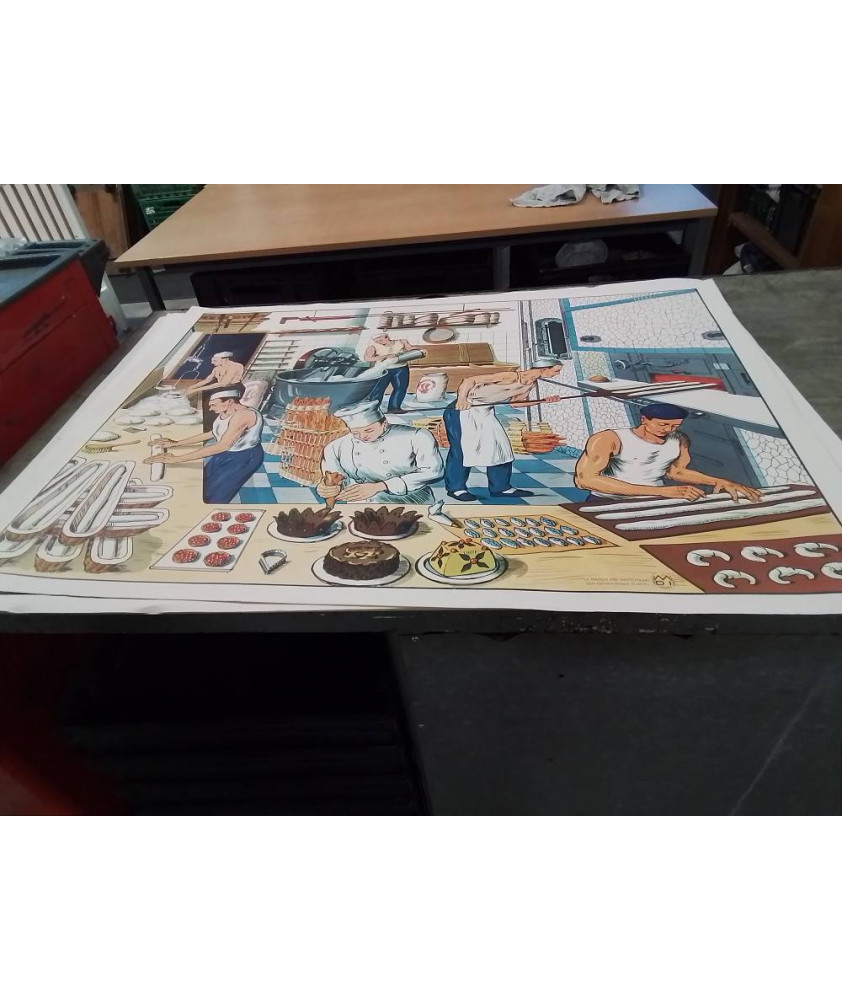 AFFICHE SCOLAIRE MDI LE BOULANGER PATISSIER ET LE BOUCHER CHARCUTIER 