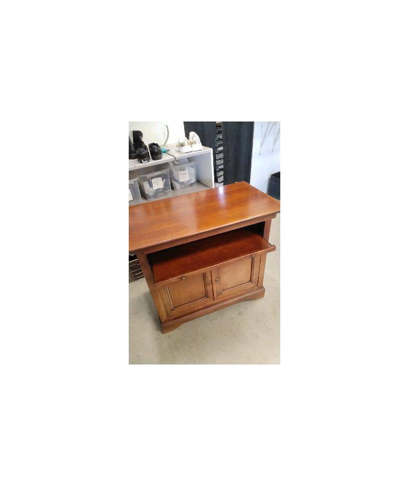 MEUBLE TV 2 PORTES- PLATEAU PIVOTANT/STYLE LOUIS PHILIPPE 