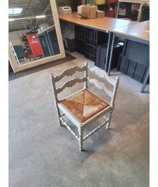 FAUTEUIL DE COIN DE CHEMINÉE BOIS PAILLÉ STYLE RÉGENCE 