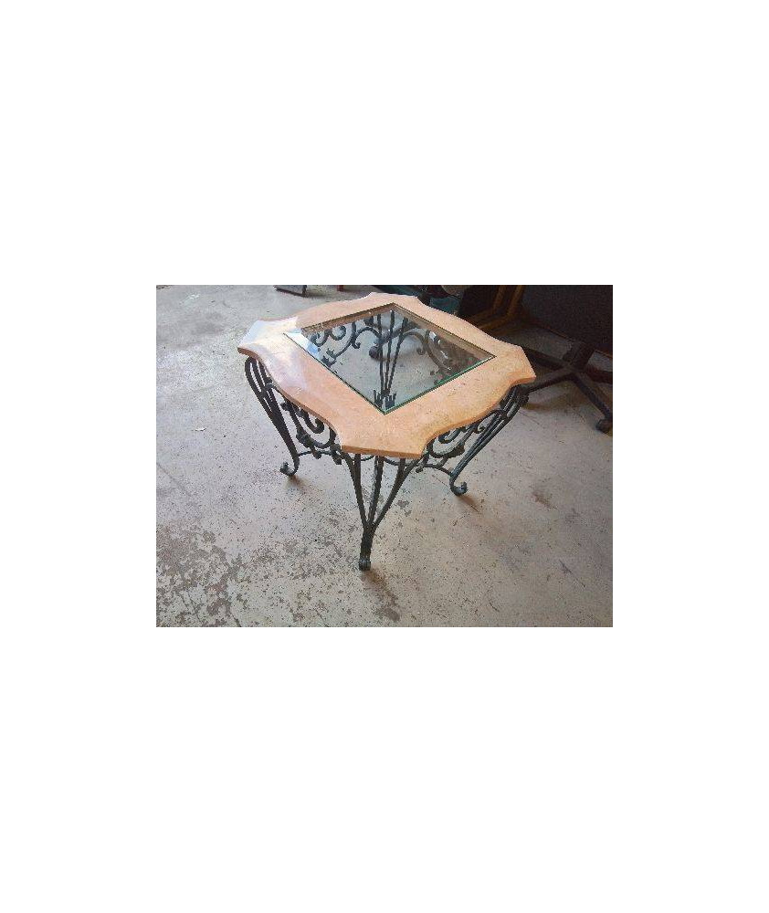 TABLE BASSE DESSUS MARBRE ET VERRE