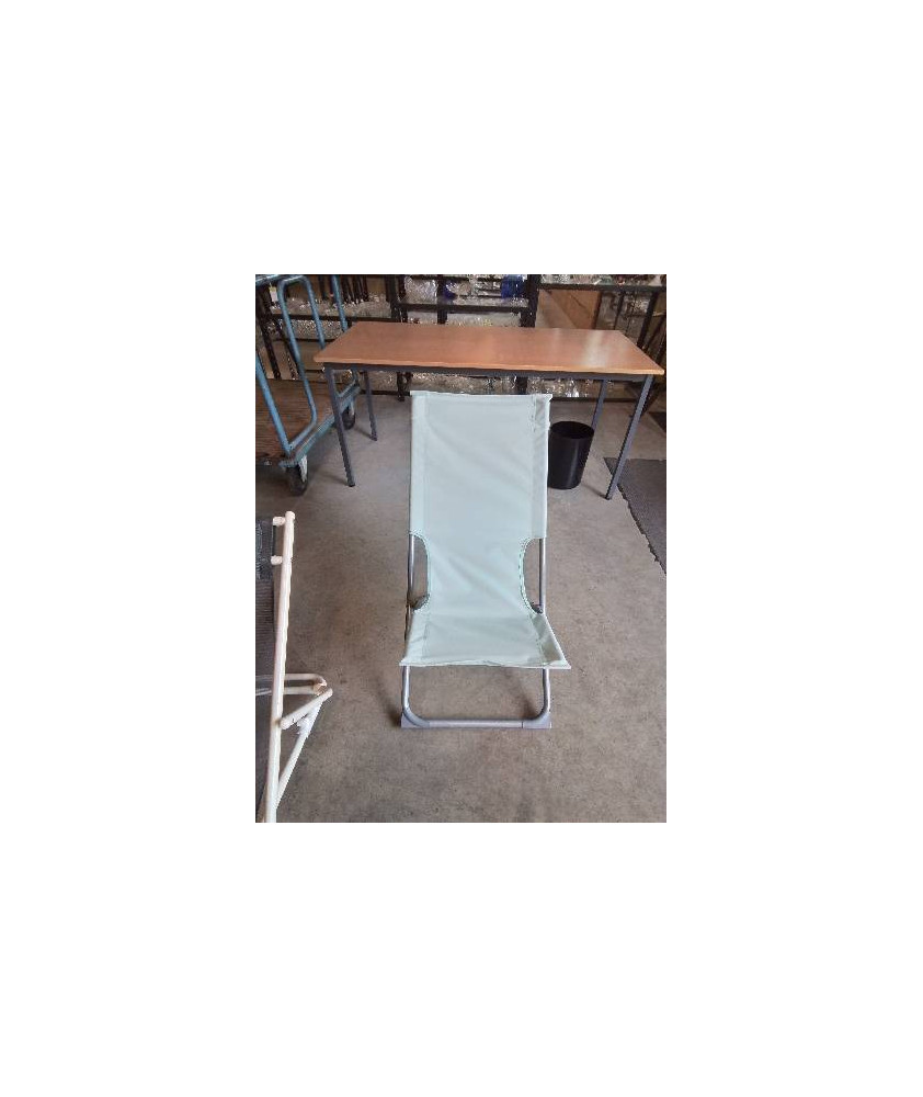 CHAISE DE JARDIN PLIANTE MÉTAL GRIS TOILE VERTE