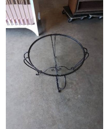 TABLE BASSE RONDE FER FORGÉ PLATEAU VERRE ANNEES 60