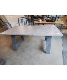 TABLE RECTANGULAIRE BOIS GRIS PIED COMPAS