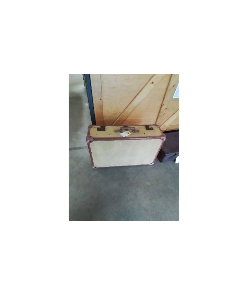 VALISE BOIS JAUNE  ET CUIR DEBUT XXE 