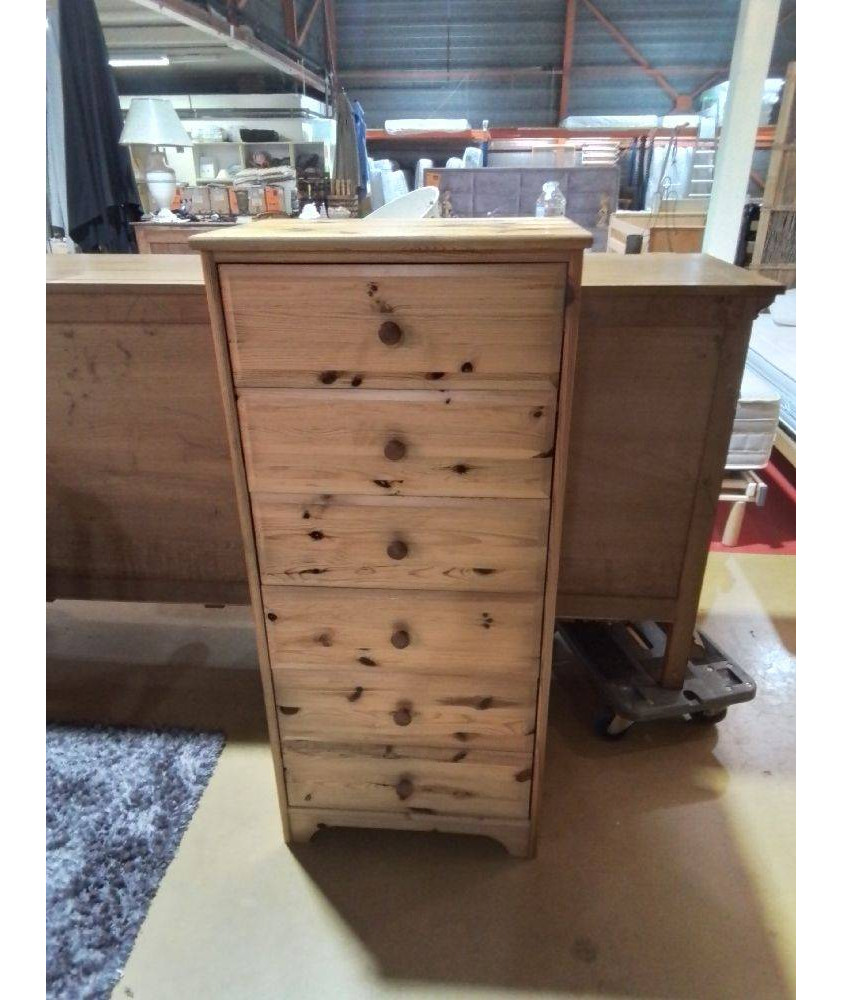 COMMODE 6 TIROIRS EN PIN 