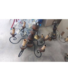 LUSTRE BOIS FER 6 BRANCHES 
