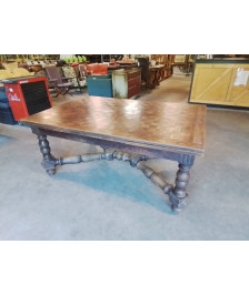 TABLE RECTANGULAIRE STYLE RENAISSANCE A RALLONGES DE 2X58 CM DEBUT XXE