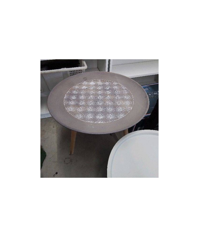 TABLE BASSE BOIS BEIGE MOTIFS ARABESQUES
