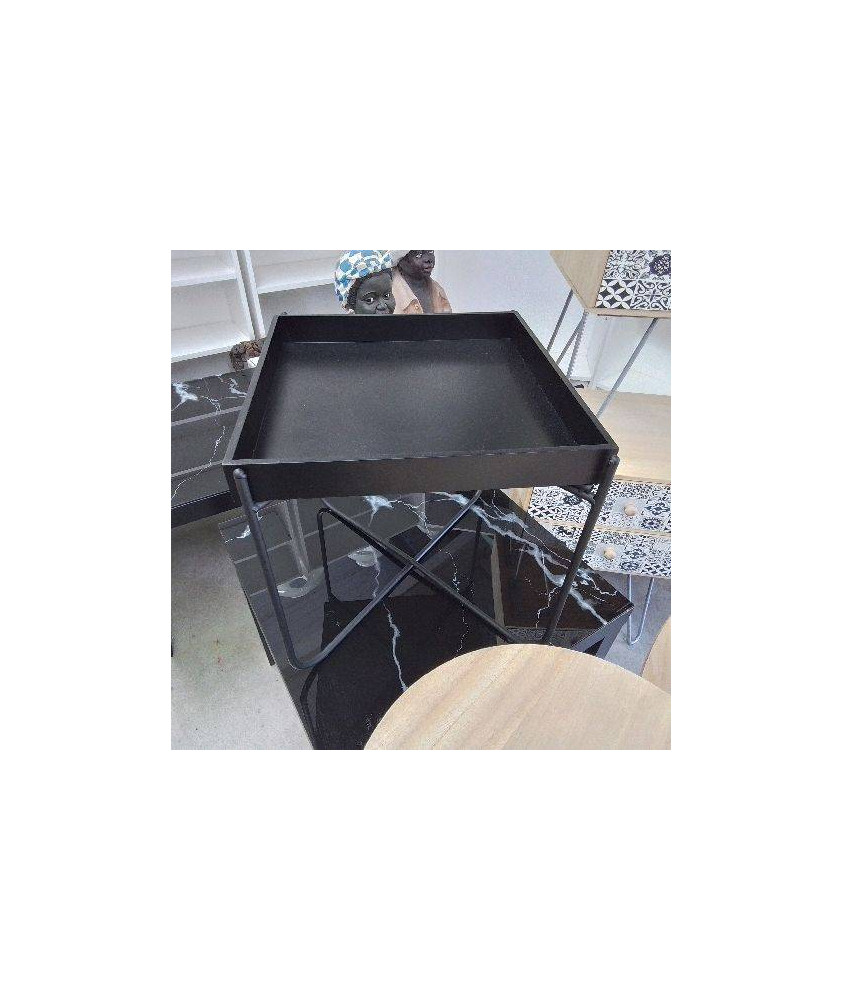 TABLE BASSE CARRÉE NOIRE PLIABLE