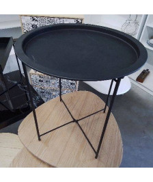 TABLE RONDE NOIRE METAL 