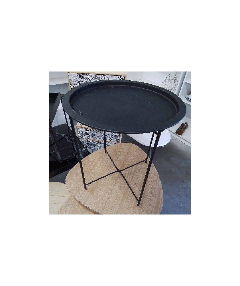 TABLE RONDE NOIRE METAL 