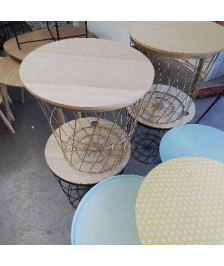 TABLE APPOINT COFFRE NOIRE OU DORÉE PLATEAU BOIS