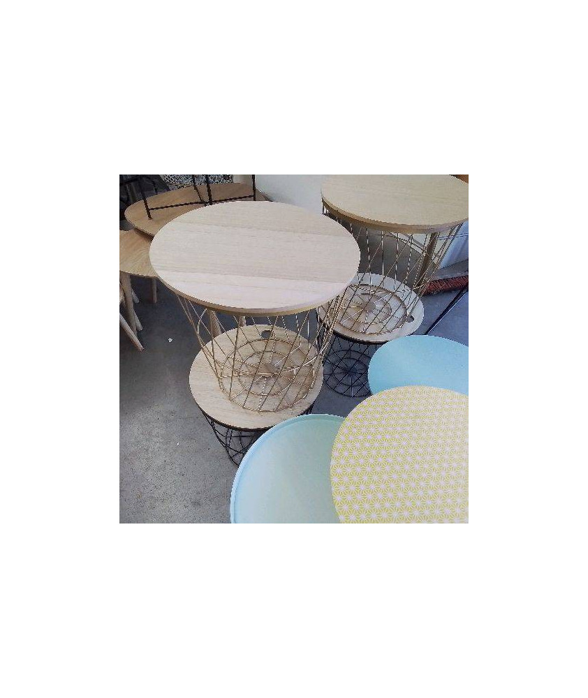 TABLE APPOINT COFFRE NOIRE OU DORÉE PLATEAU BOIS