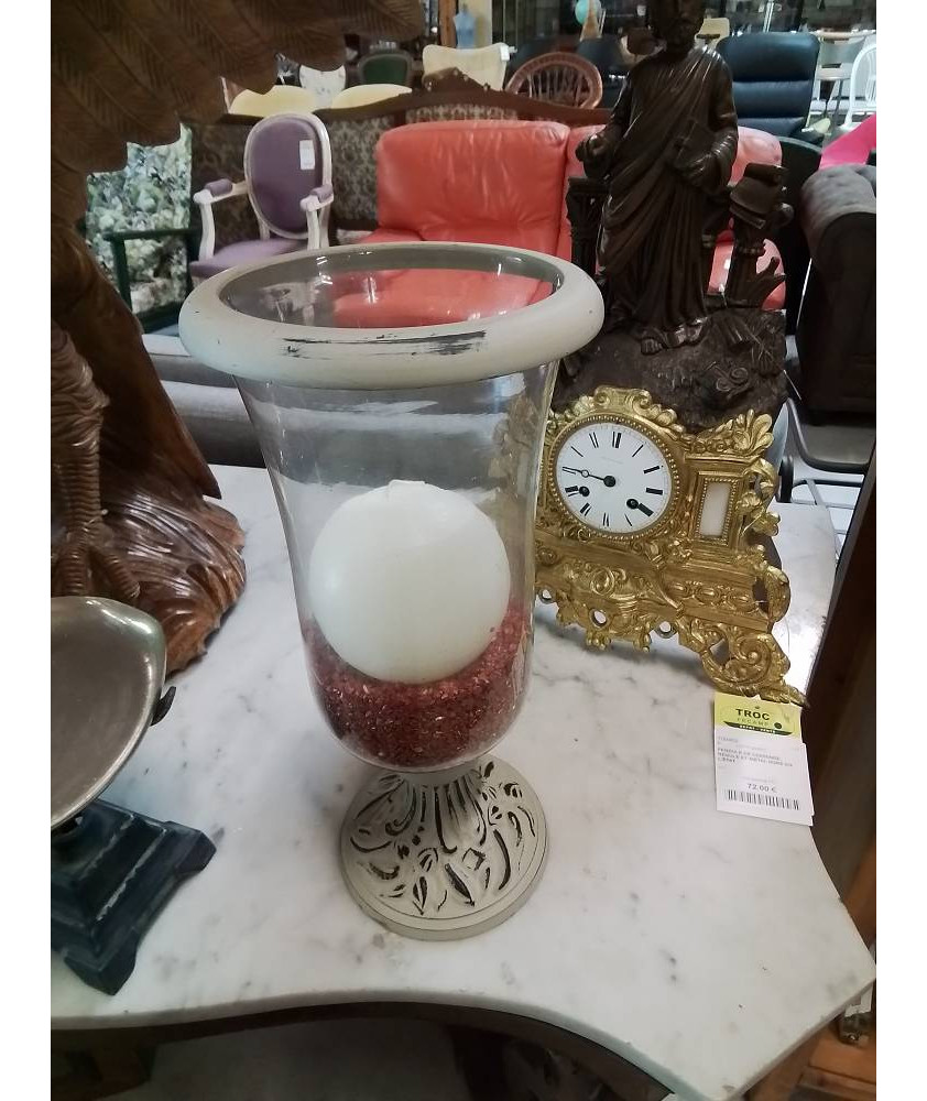 PHOTOPHORE VERRE ET MÉTAL TAUPE 