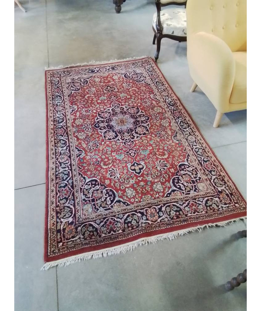TAPIS LAINE  ROUGE BLEU ECRU 200X120CM