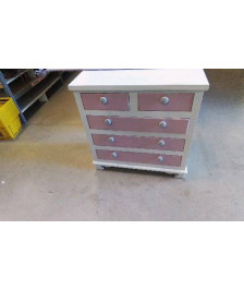 COMMODE MDM 5 TIROIRS ROSE ET GRISE 