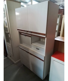 MEUBLE DE CUISINE FORMICA ECRU ET MARRON 5 PORTES 1 TIROIR 1 NICHE ANNÉES 70
