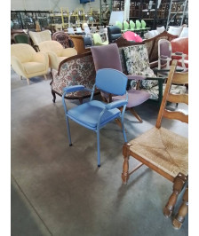 FAUTEUIL D’AISANCE MÉTAL ET PU BLEU