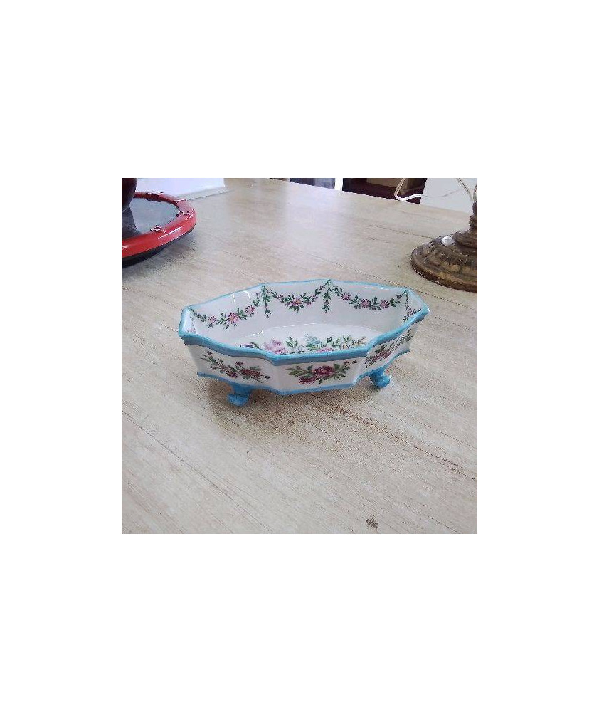 VIDE POCHE EN PORCELAINE DECOR FLEURI 