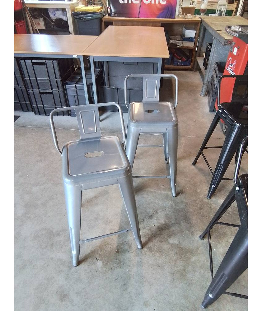 TABOURET DE BAR MÉTAL GRIS STYLE INDUSTRIEL 