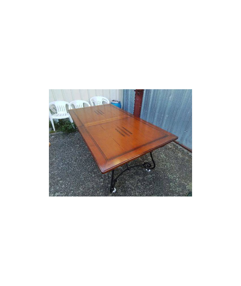 GRANDE TABLE RECTANGULAIRE BOIS ET FER 