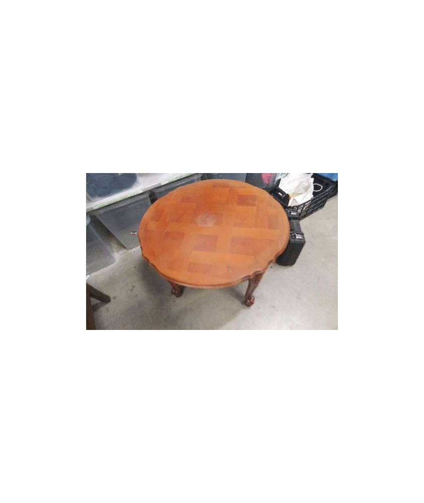 TABLE BASSE RONDE MARQUETEE- EN L’ÉTAT 