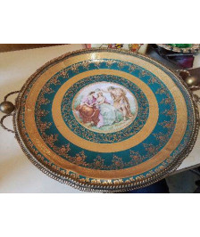 PLAT DECORATIF PORCELAINE ET LAITON