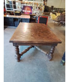 TABLE RECTANGULAIRE STYLE RENAISSANCE A RALLONGES DE 2X58 CM DEBUT XXE