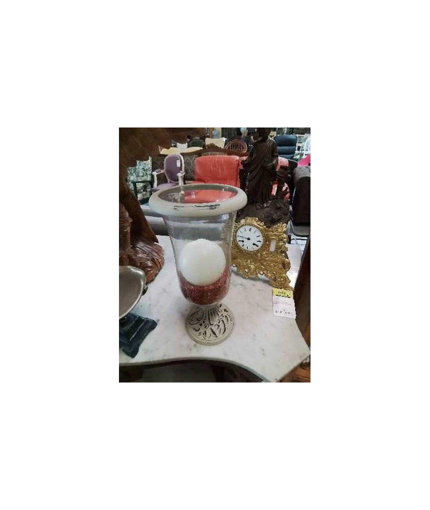 PHOTOPHORE VERRE ET MÉTAL TAUPE 