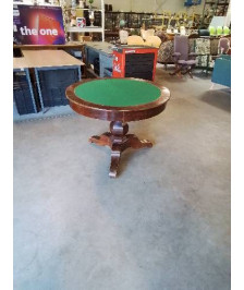 TABLE A JEU RONDE ACAJOU 4 TIROIRS DEBUT XIXE