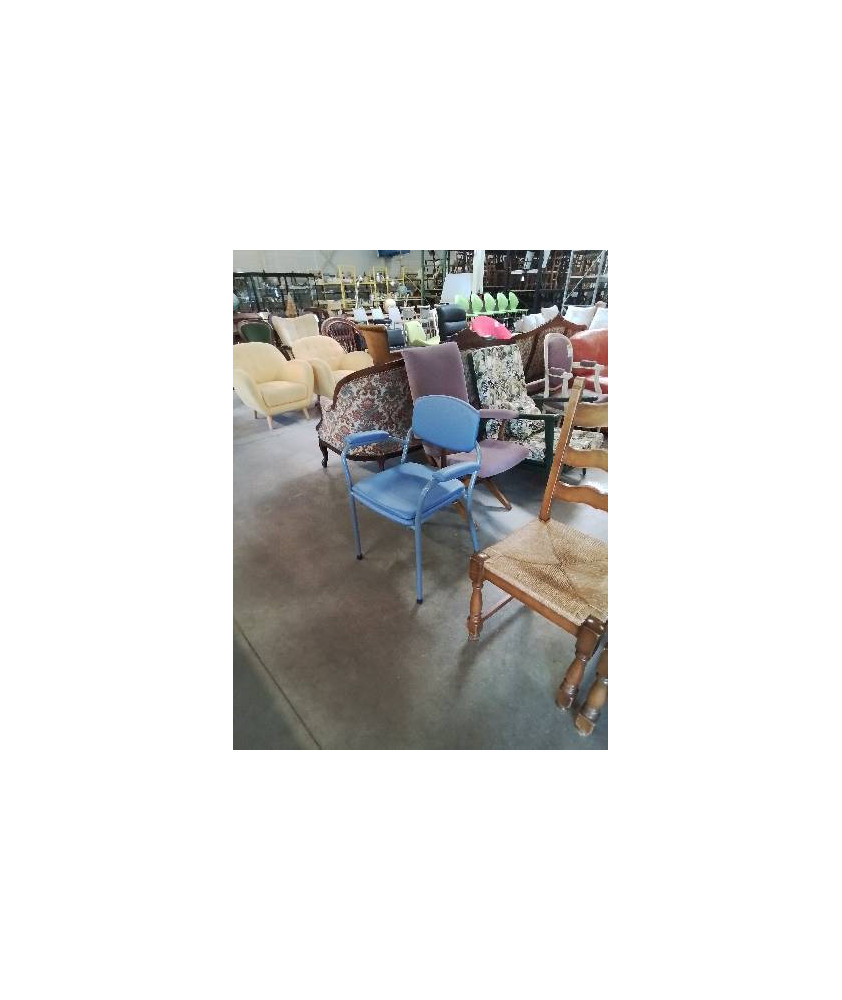 FAUTEUIL D’AISANCE MÉTAL ET PU BLEU