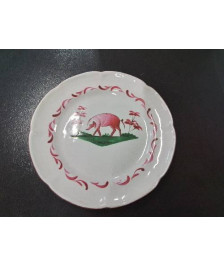 ASSIETTE AU COCHON CERAMIQUE LES ISLETTES FIN XVIIIE DEBUT XIXE 