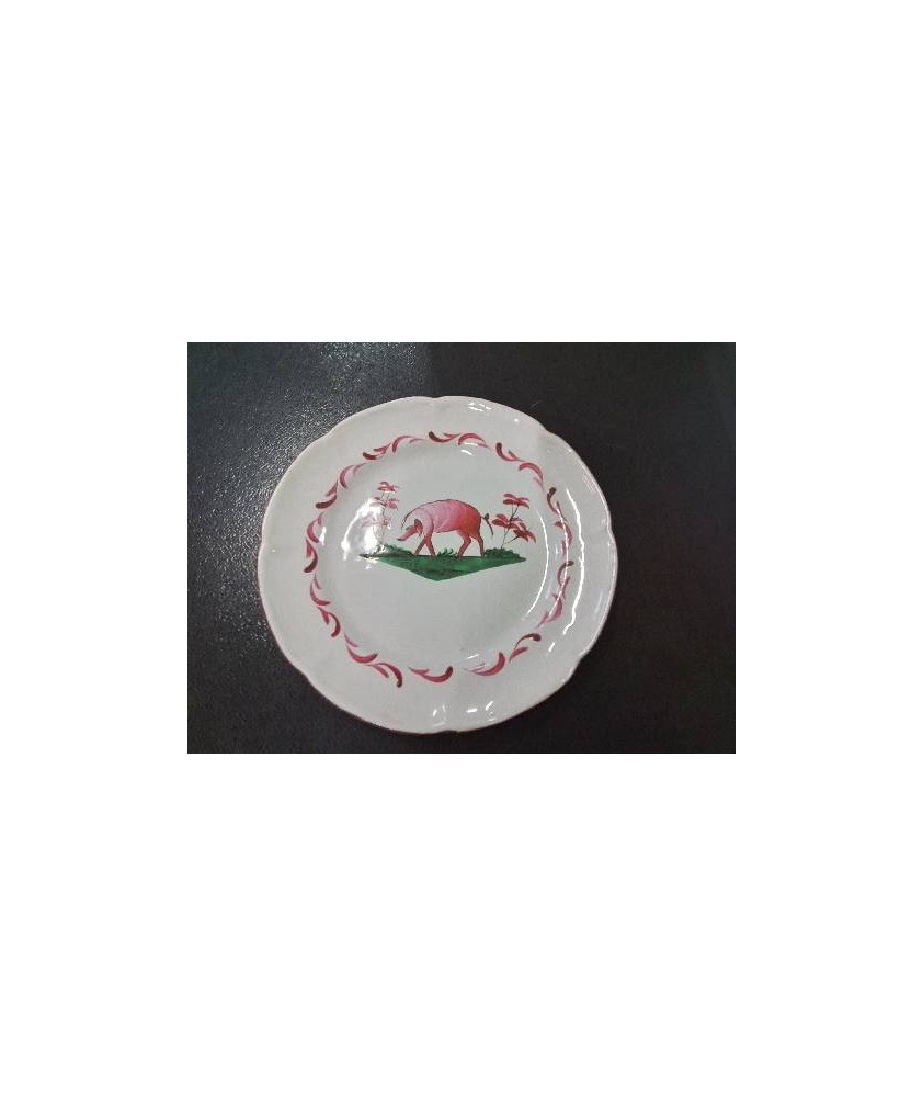 ASSIETTE AU COCHON CERAMIQUE LES ISLETTES FIN XVIIIE DEBUT XIXE 