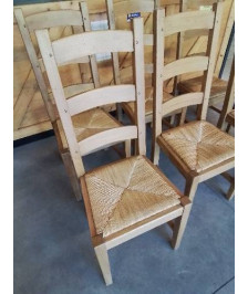 6 CHAISES CHÊNE BLOND PAILLÉ DOSSIER 3 BARREAUX 