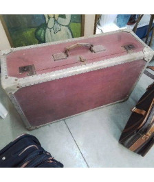 VALISE ANCIENNE CUIR ROUGE 